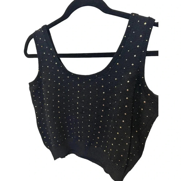 St. John Sportswear Women's Black Polka Dot Sleeveless Scoop Neck Sweater Size S - Picture 6 of 8